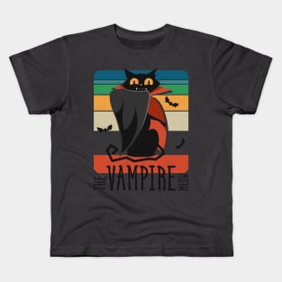 The Vampire Meow • Cute Evil Black Cat • Collection: Mad Lockdown Cat • Vintage design Kids T-Shirt